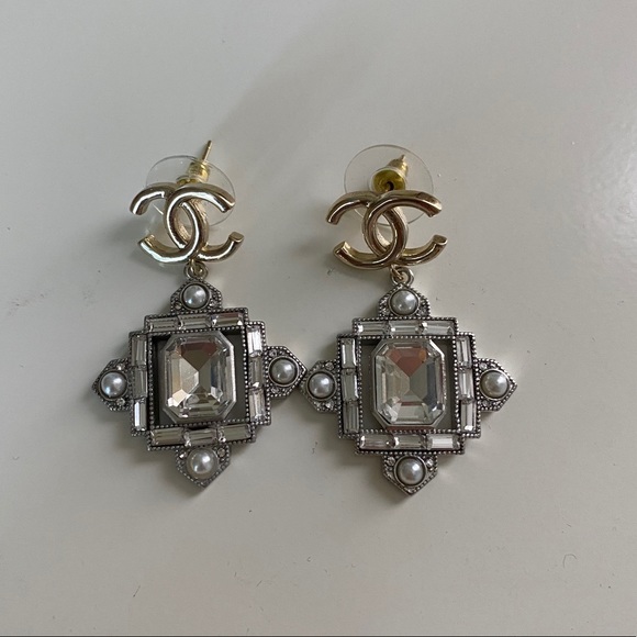 Chanel Crystal Drop Earrings
